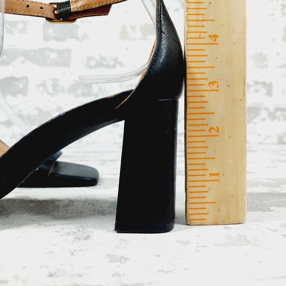 NEW Nordstrom Ellie Double Strap Heeled Sandals In Black I178 - Picture 8 of 14